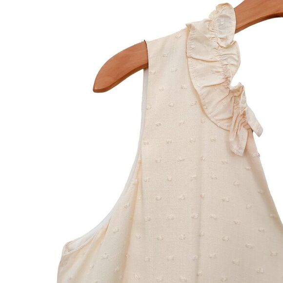 Gibsonlook Sleeveless Blouse Womens Large Beige V-Neck Lined Lightweight Boho - Picture 5 of 8